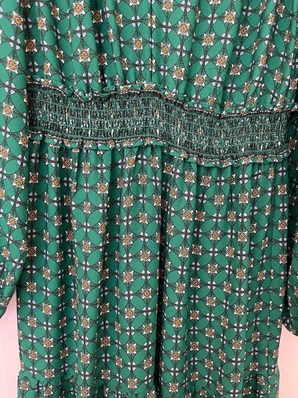 Max Studio Emerald Green Printed Long Sleeve Maxi Dress XS - Picture 4 of 9